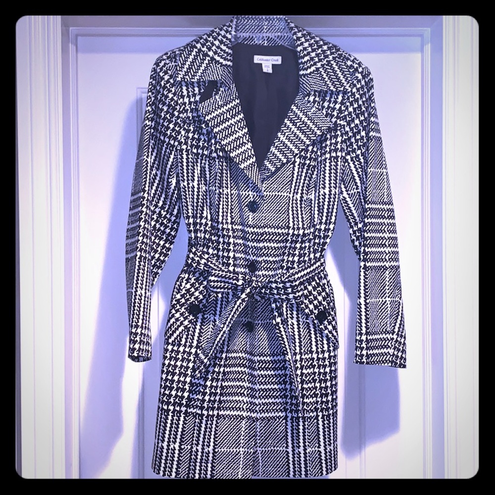 Black & White Coldwater Creek Trench Coat Sz 8